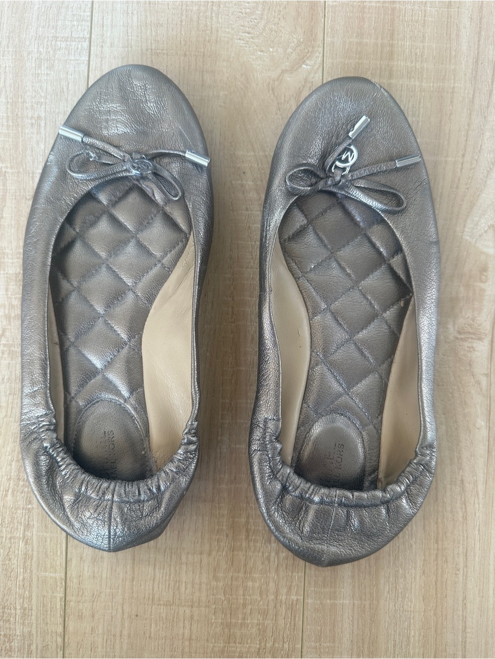 Michael Kors Metallic Bronze Quilted Ballet Flats
